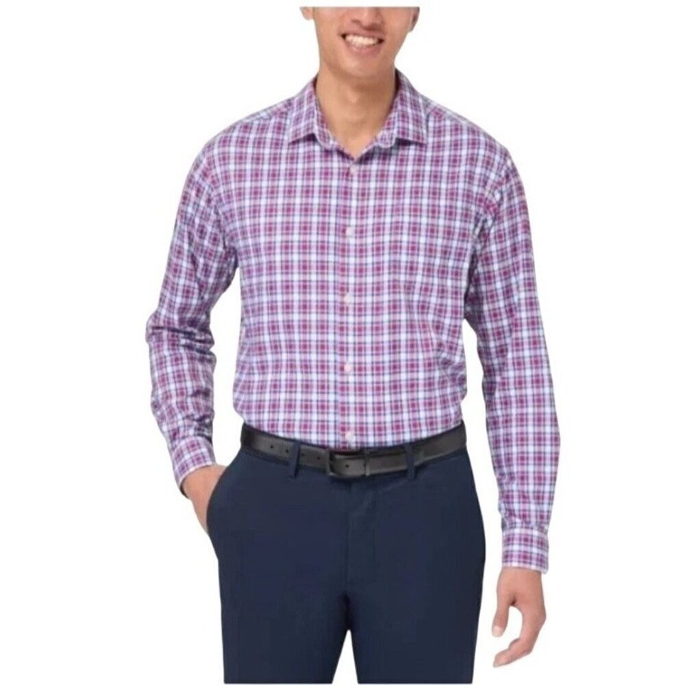 NEW Kirkland Signature Men's XL Performance Sport Dress Shirt Plaid